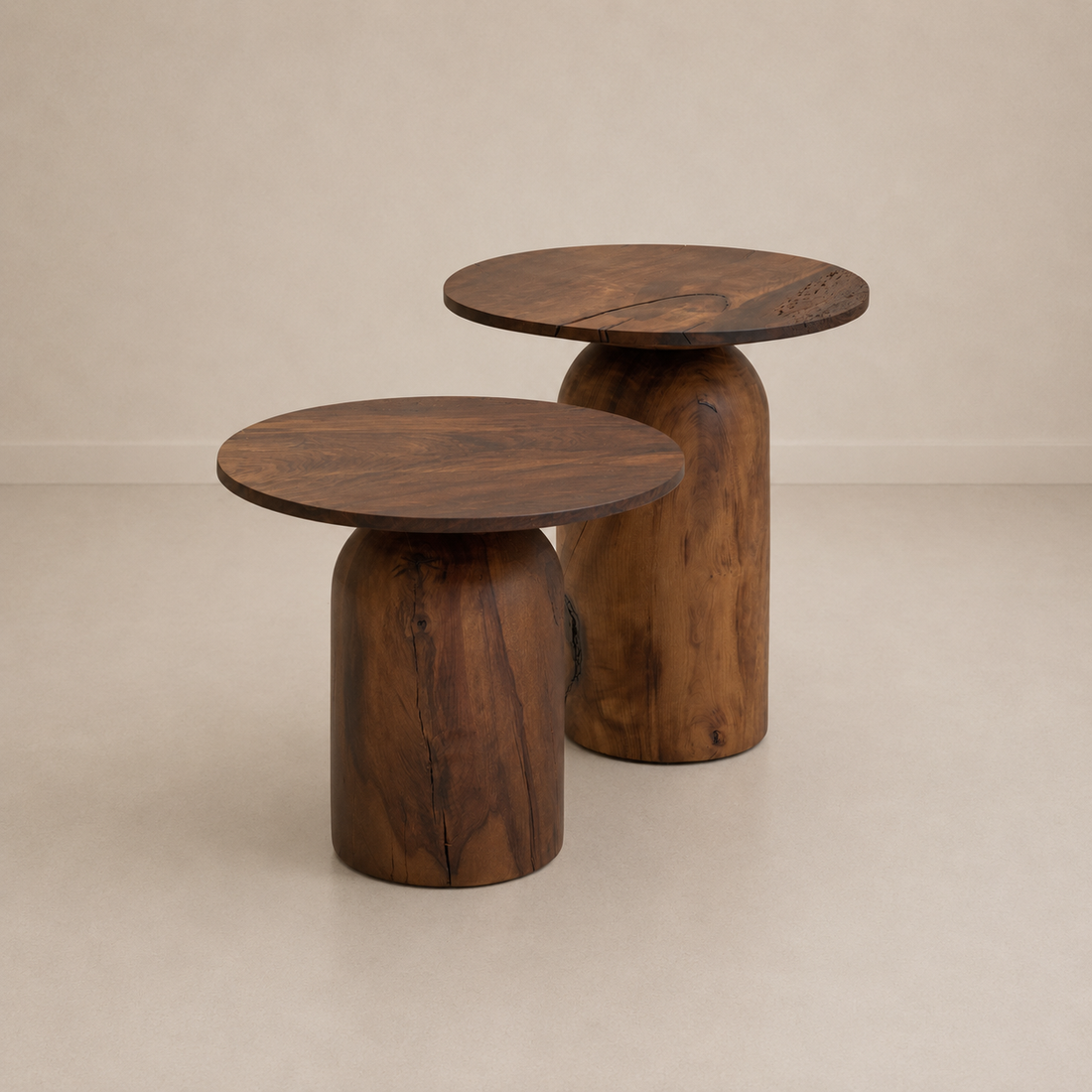 Terra Noir Wooden Side Table Set