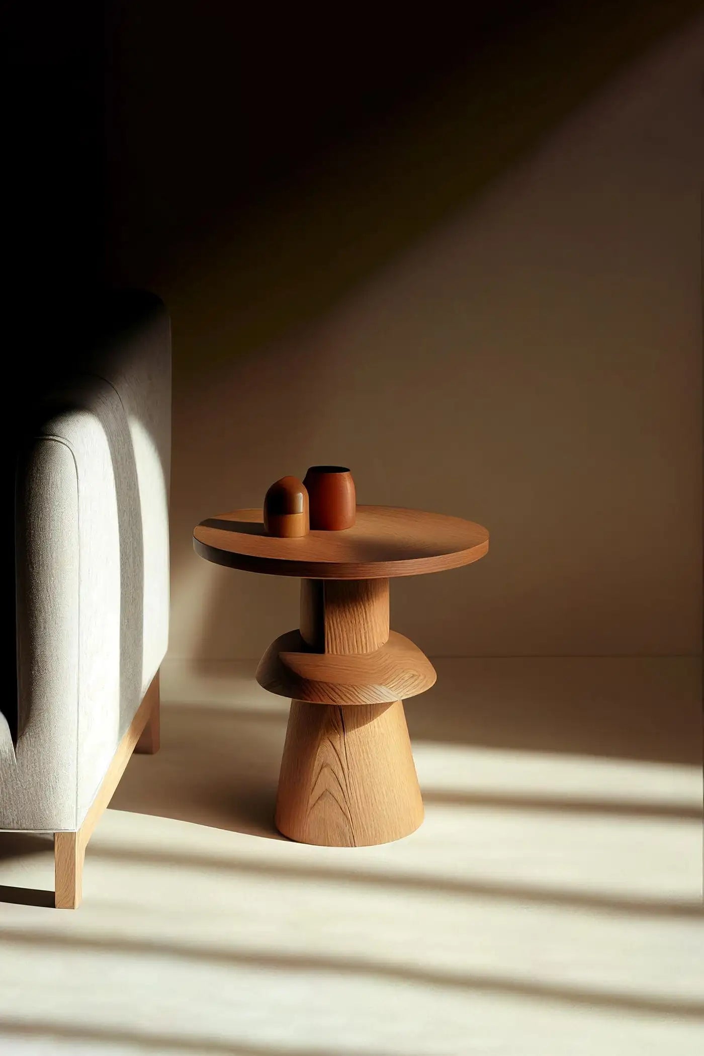 Aurelio Sculpt Wooden Side Table